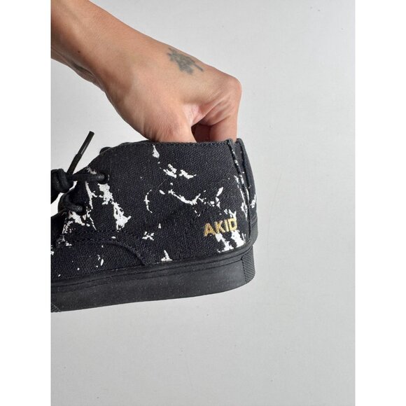 Kids' AKID Black White Marble Canvas Hi-Top Lace-Up Sneakers, Size 8 - Picture 6 of 11